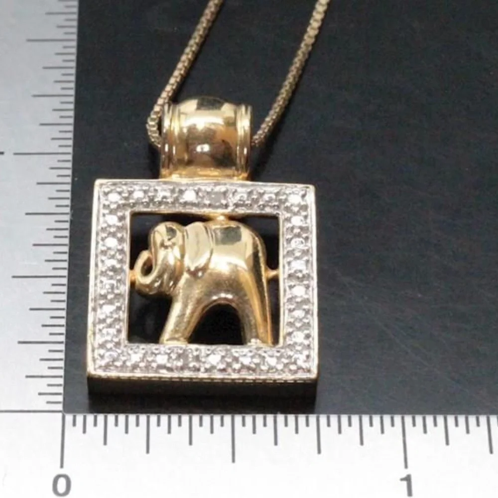 Sterling Silver (Vermeil) Diamond Accent 18" Elephant Necklace - Picture 6 of 6